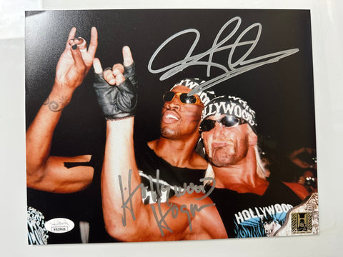 Hulk Hogan & Dennis Rodman NWO Dual Signed 8x10 Color Photo (JSA & Beach Shop Certified)