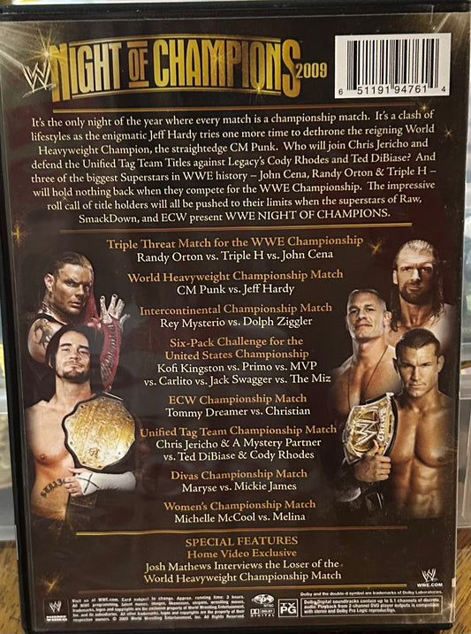 WWE “Night of Champions 2009” DVD (CM Punk, Orton, Cena & so much more)