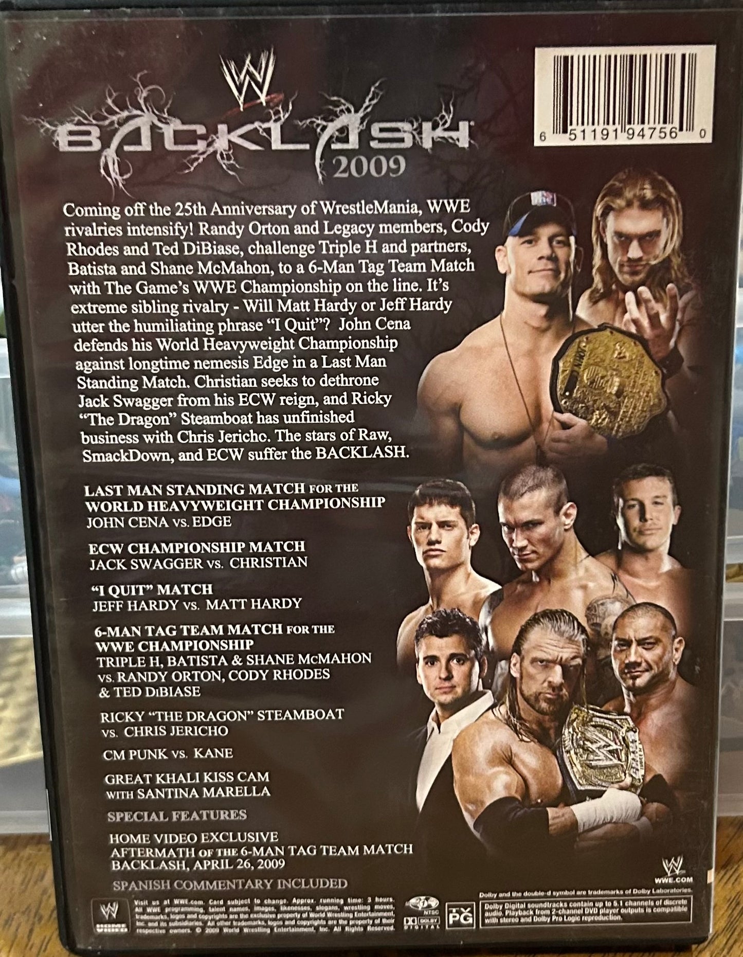 WWE “Backlash 2009” DVD (John Cena, Edge, Christian)