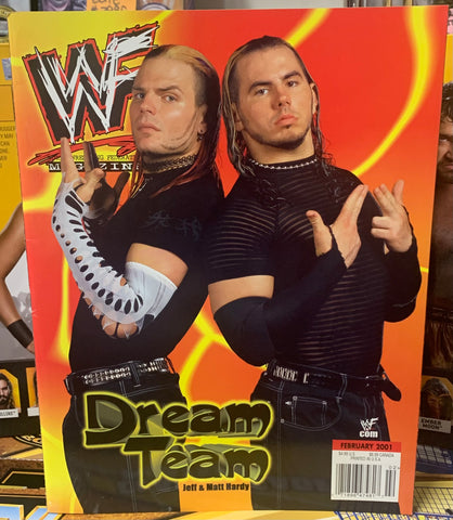 WWF WWE Magazine Feb. 2001 The Hardy Boyz (Billy Gunn Double Sided Color Poster Inside)!!!