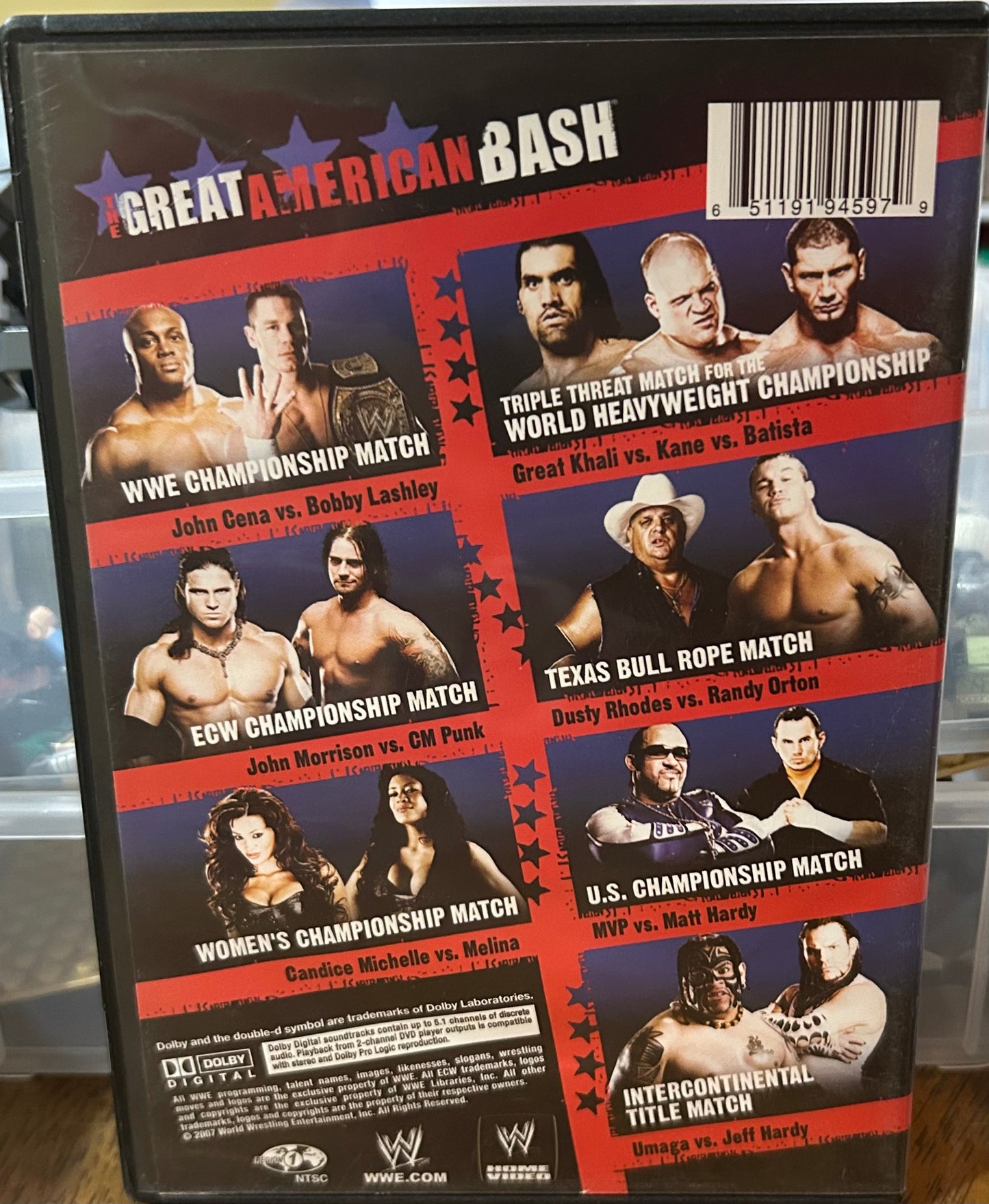 WWE “The Great American Bash 2007” DVD (CM Punk, Cena, Batista & so much more)
