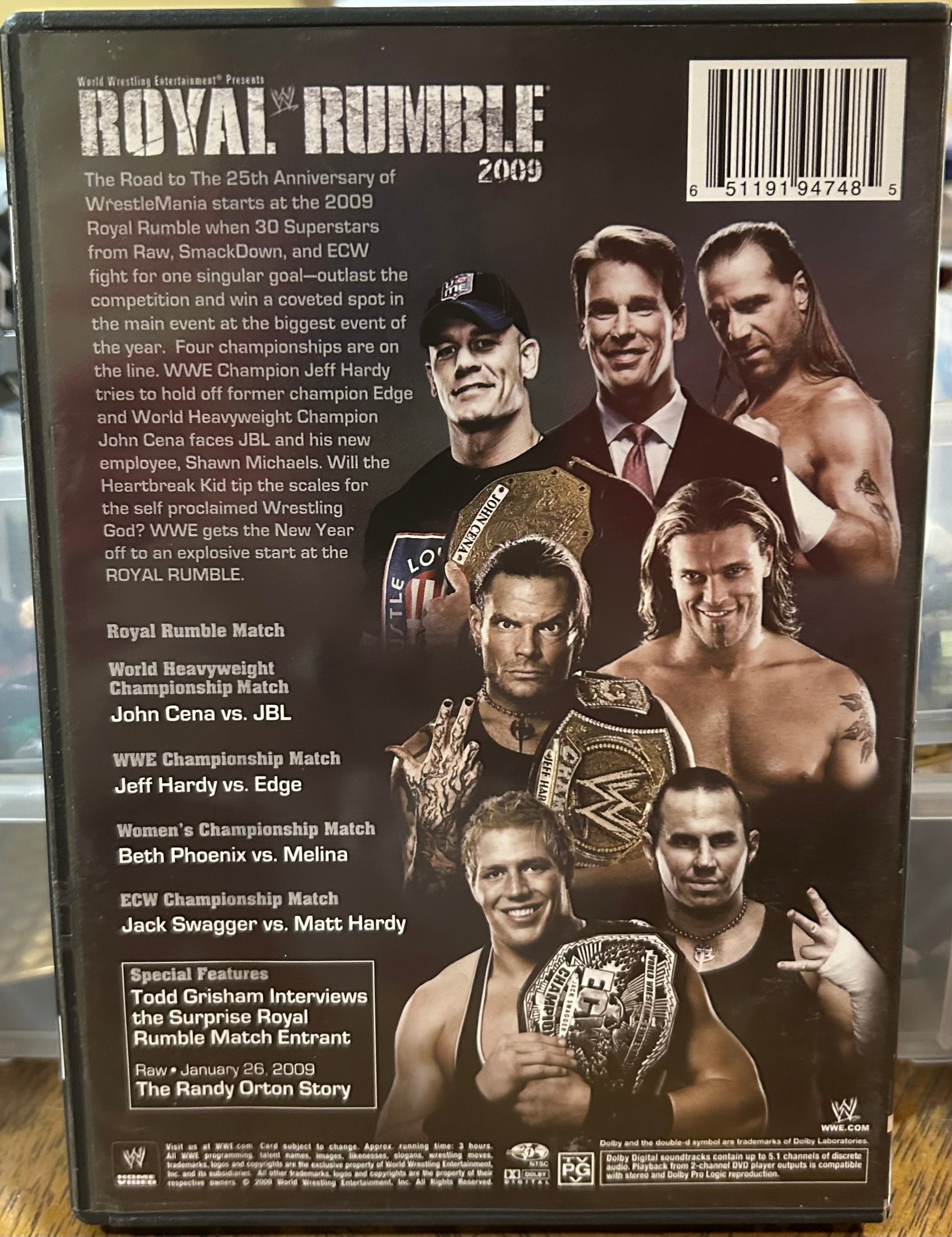 WWE “Royal Rumble 2009” DVD (Cena, Shawn Michaels, Jeff Hardy