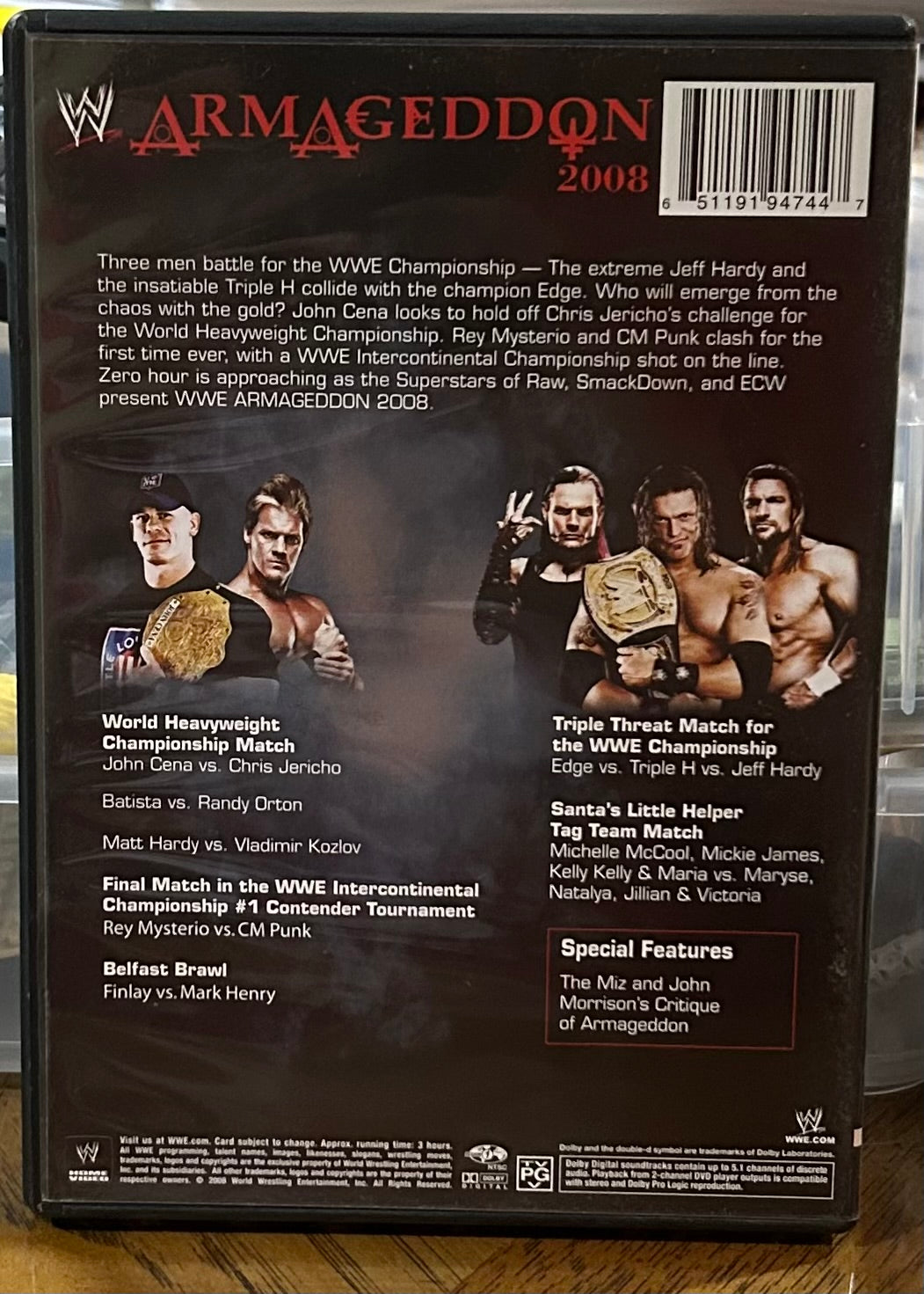 WWE “Armageddon 2008” DVD (Jericho, Cena, Edge, Triple H & so much more)
