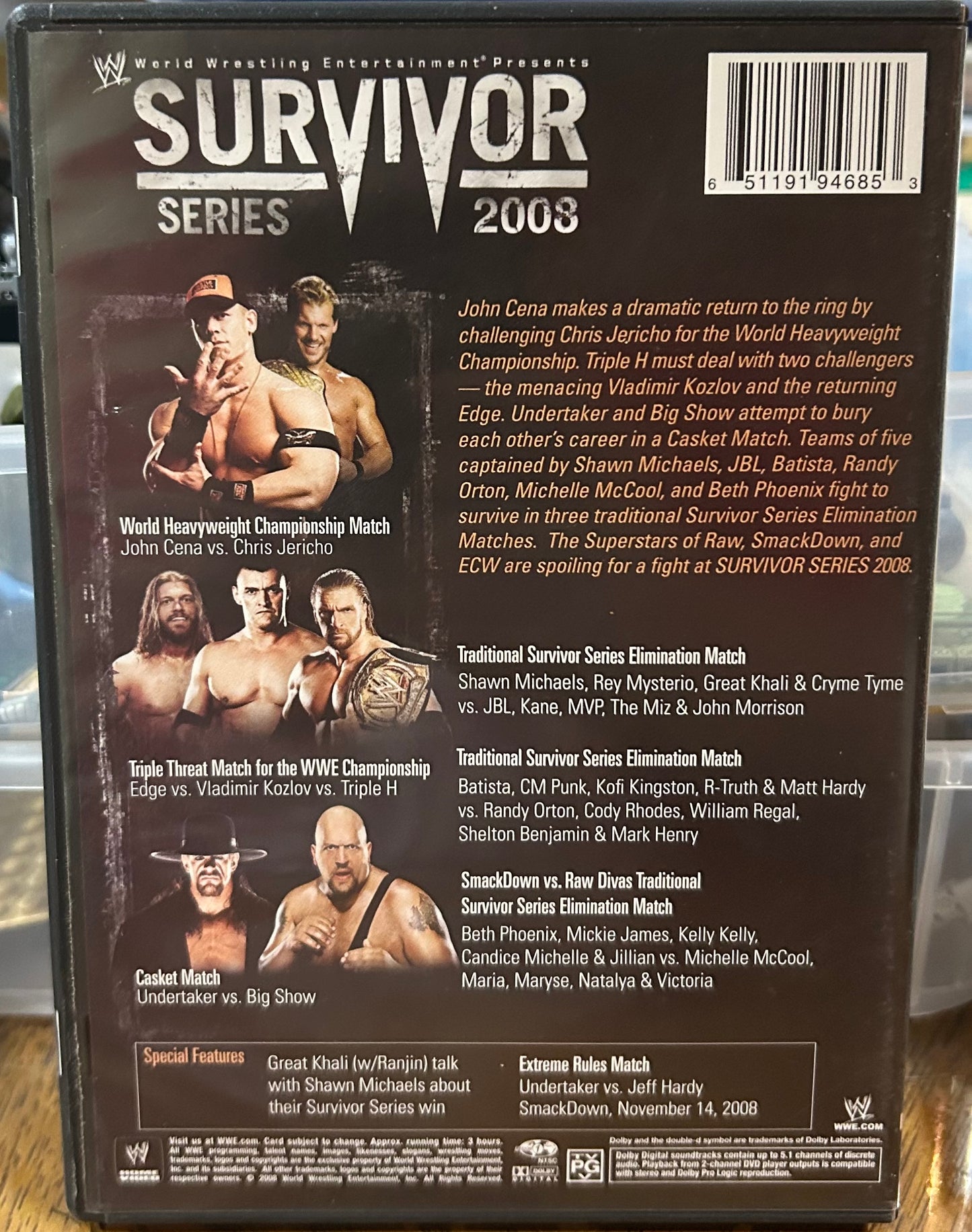 WWE “Survivor Series 2008” DVD (Cena, Jericho, Edge & so much more)