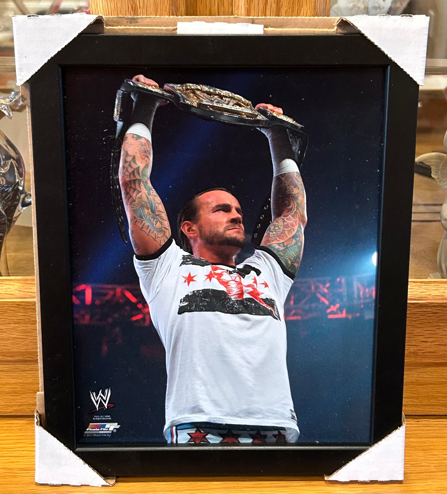 CM Punk WWE Official photo File Authentic Promo Photo 8x10 Framed  (Awesome Piece)