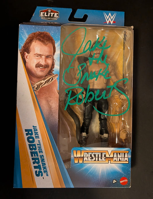 + Jake “The Snake” Roberts SIGNED WWE Wrestlemania Elite Action Figure (Comes w/COA)