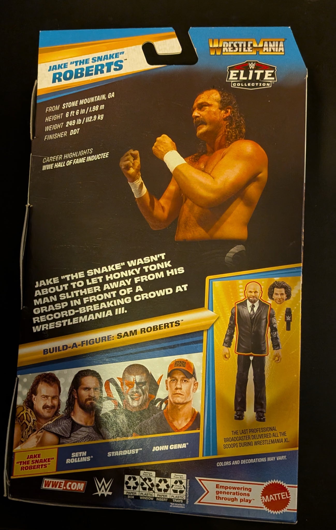 + Jake “The Snake” Roberts SIGNED WWE Wrestlemania Elite Action Figure (Comes w/COA)