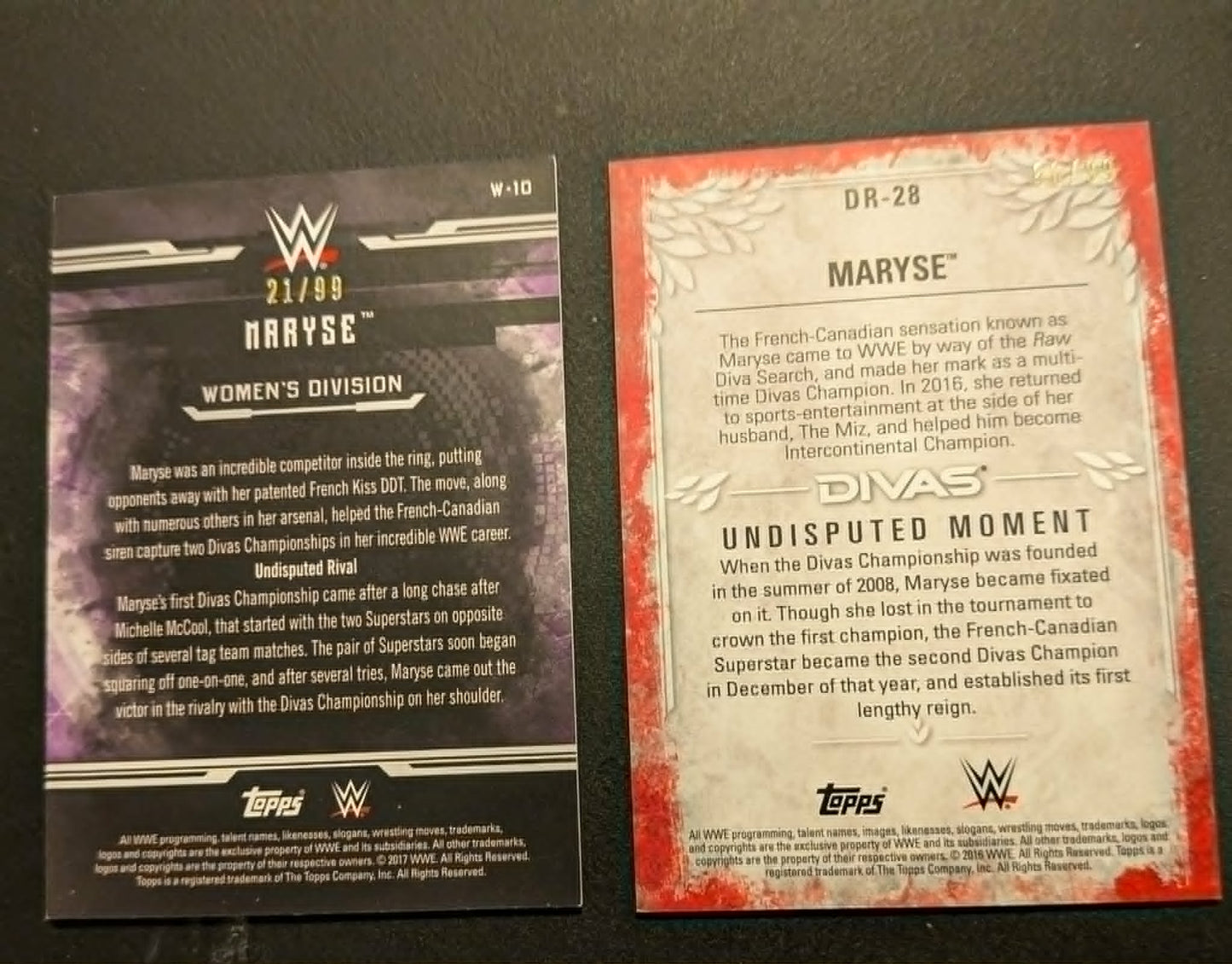 Maryse Lot 2016 2017 Topps Undisputed Bronze Serial  #/99