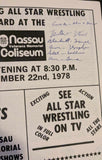 WWWF Championship Wrestling Nassau Coliseum Official Program #88 8/11/1978 Bob Backlund