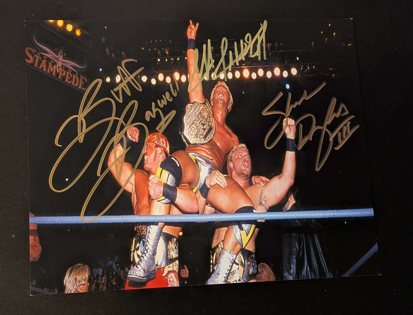 Jeff Jarrett Shane Douglas Buff Bagwell Triple Signed Photo COA