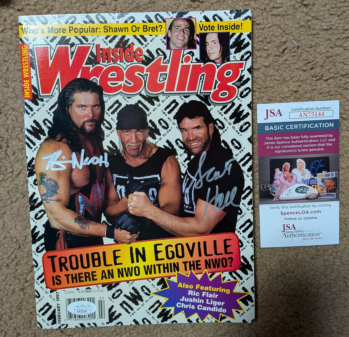 Inside Wrestling Magazine February 1997 Scott Hall & Kevin Nash Signed JSA COA