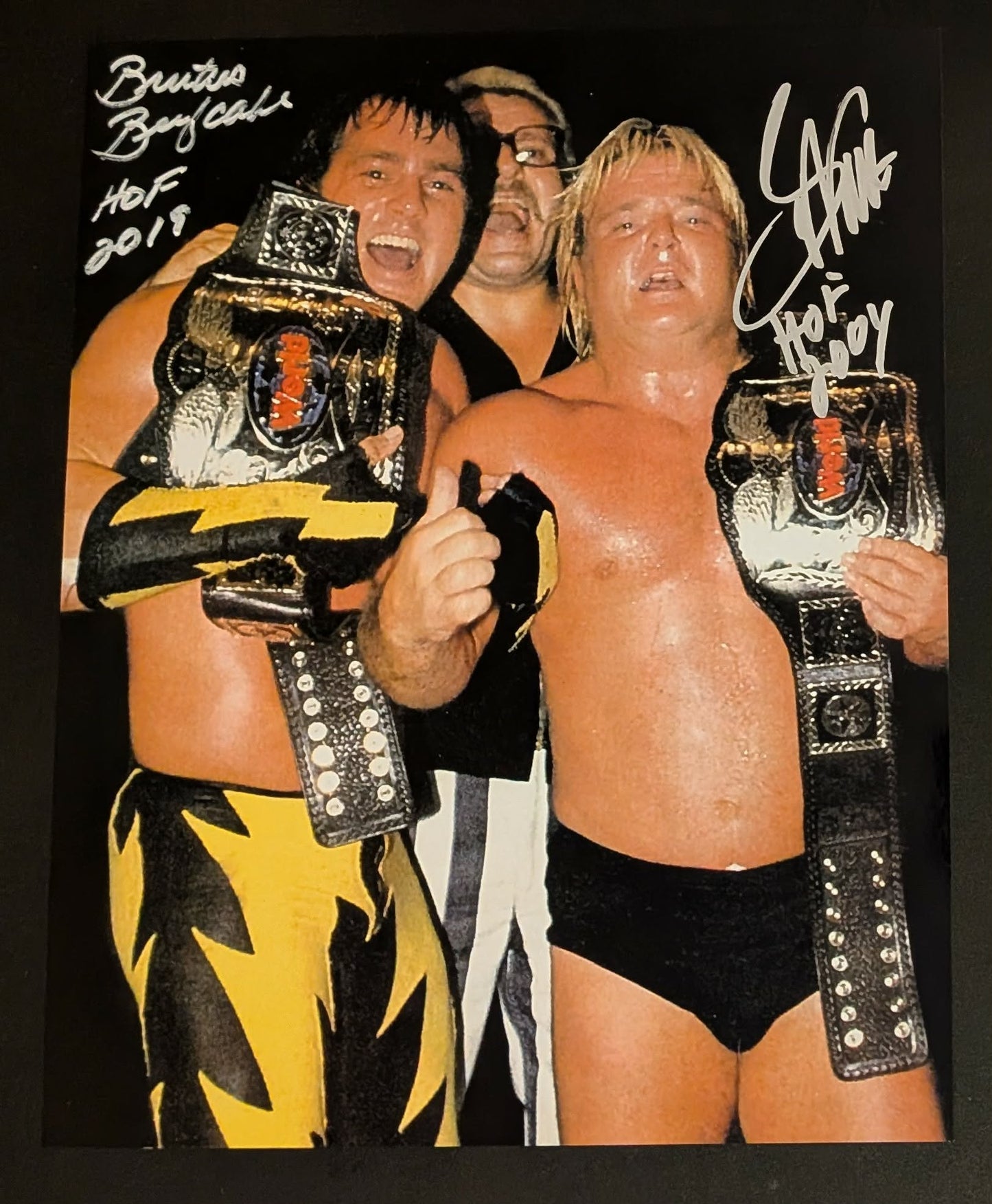 Greg Valentine & Brutus Beefcake Pose 3 Dual Signed Photo COA