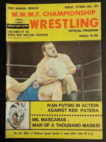 WWWF Championship Wrestling MSG Official Program 10/24/1977 Ivan Putski