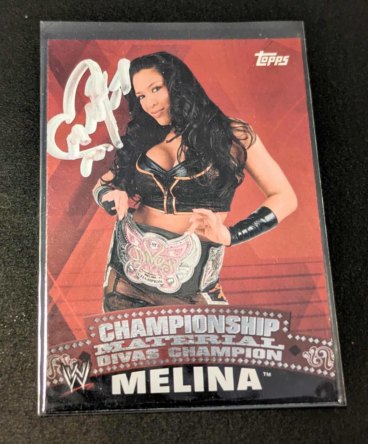 Melina Signed 2010 Topps WWE World Championship Material #C41 COA