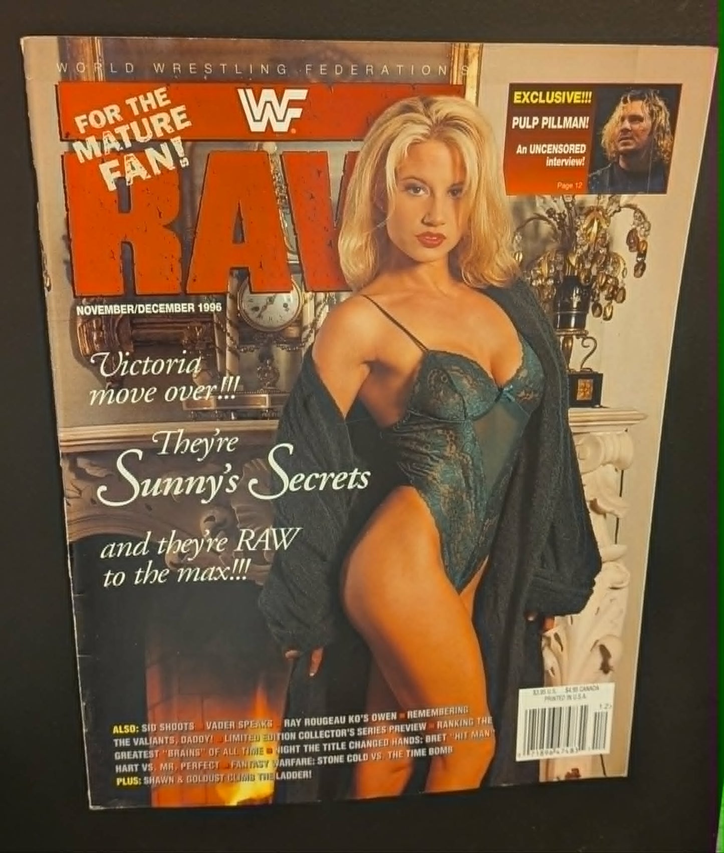 WWF RAW Wrestling Magazine November/December 1996 SUNNY in Lingerie w/poster