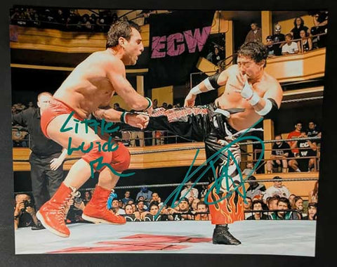 Tajiri & Little Guido Rare Dual Signed ECW Photo COA