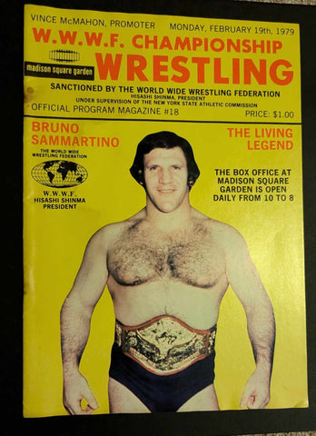 WWWF Championship Wrestling MSG Official Program #18 2/19/1979 Bruno Sammartino