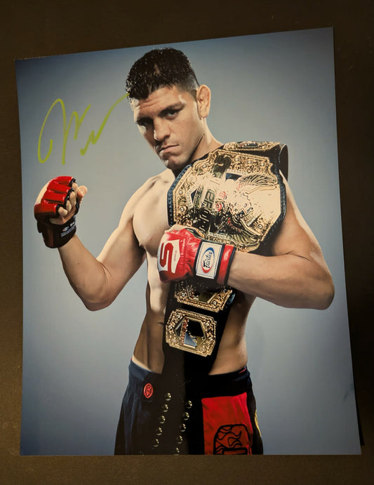 Nick Diaz Pose 3 (Green Ink) Signed Photo COA