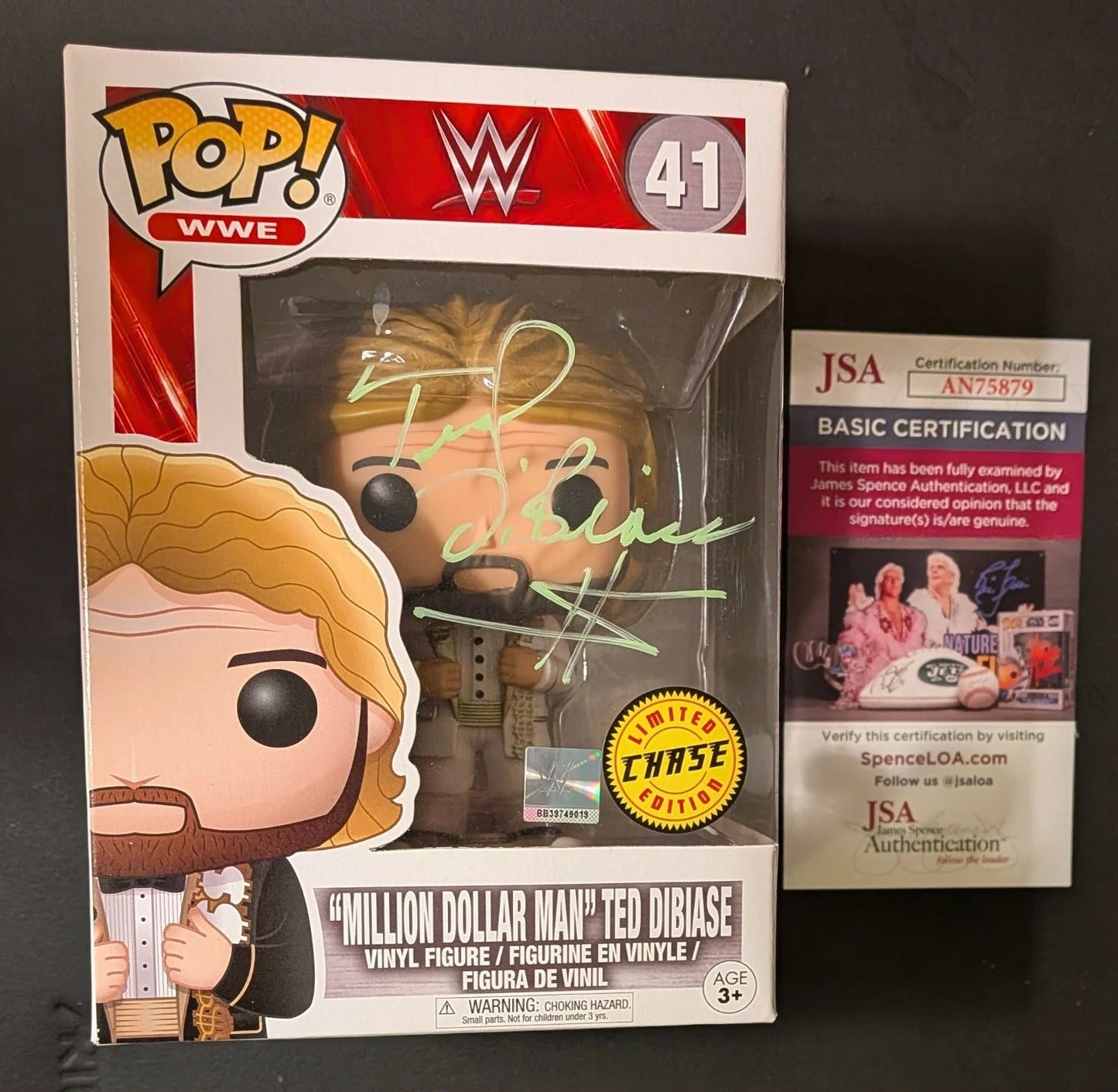 Ted Dibiase Signed Funko Pop 41 Chase Version WWE JSA COA w/case