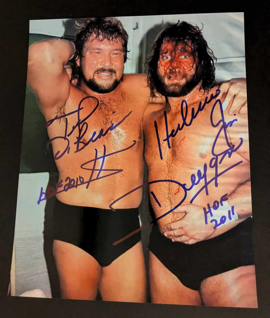 Hacksaw Jim Duggan & Ted Dibiase Dual Signed Photo COA (HOF Inscriptions)