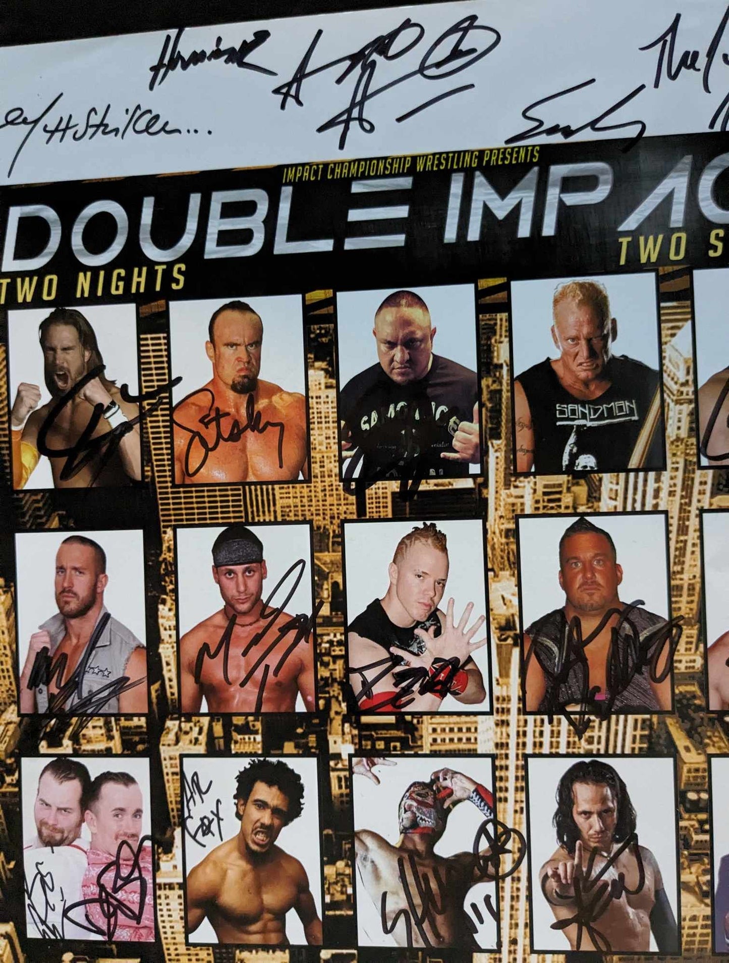 ICW Double Impact Signed 11x17 Poster Photo 30+ Autos