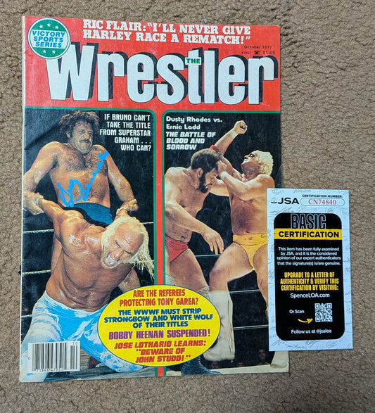 The Wrestler Magazine October 1977 Bruno Sammartino Signed JSA COA