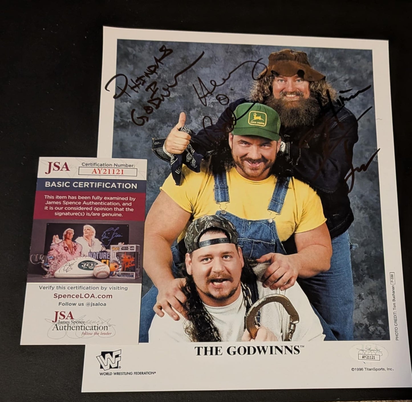 The Godwinns & Hillbilly Jim Triple Signed Photo JSA COA