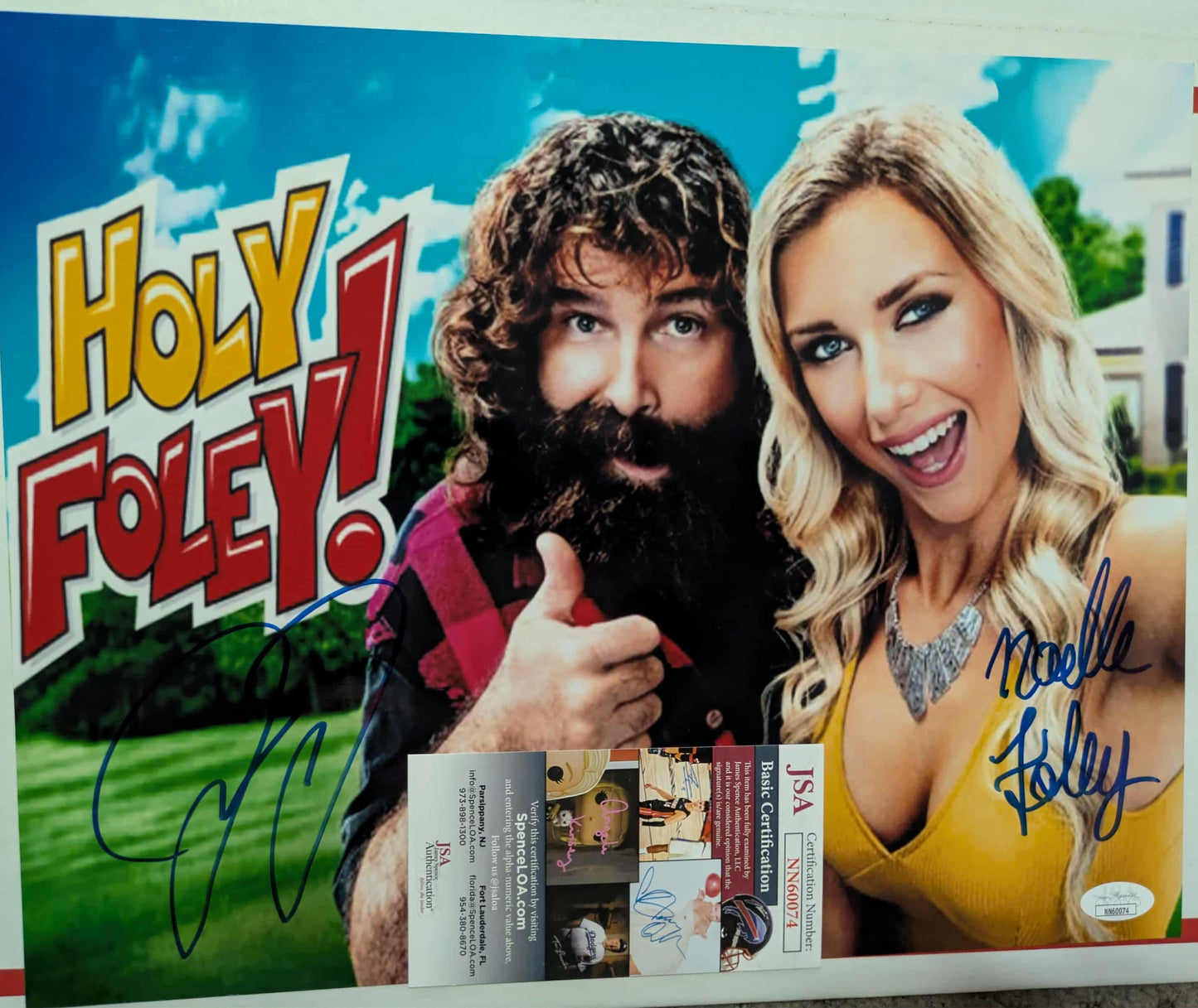 Mick & Noelle Foley Dual Signed 11x14 Photo JSA (w/Toploader)