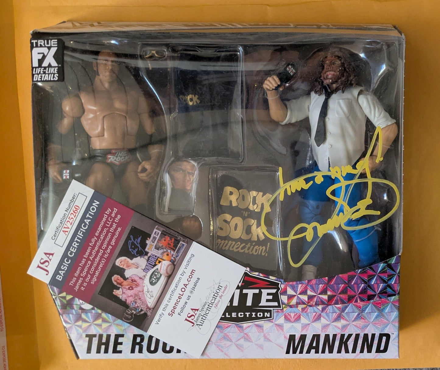 Holiday Special - Mankind The Rock WWE Elite 2-Pack Action Figure Signed by Mick Foley JSA COA
