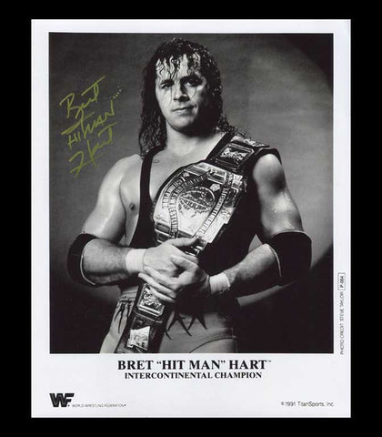 Bret Hit Man Hart Pose 1 Signed Photo COA