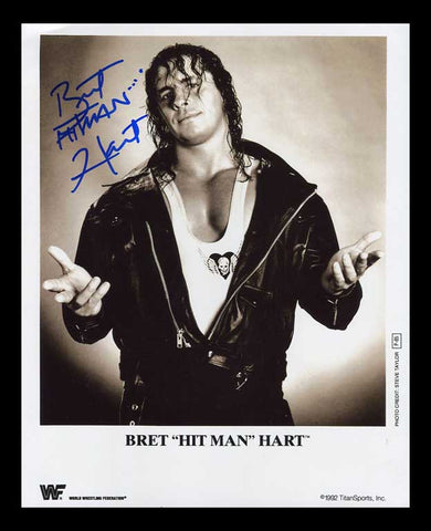 Bret Hit Man Hart Pose 2 Signed Photo COA