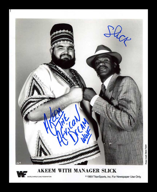 Akeem & Slick Dual Signed Photo COA (Very Hard to Find)