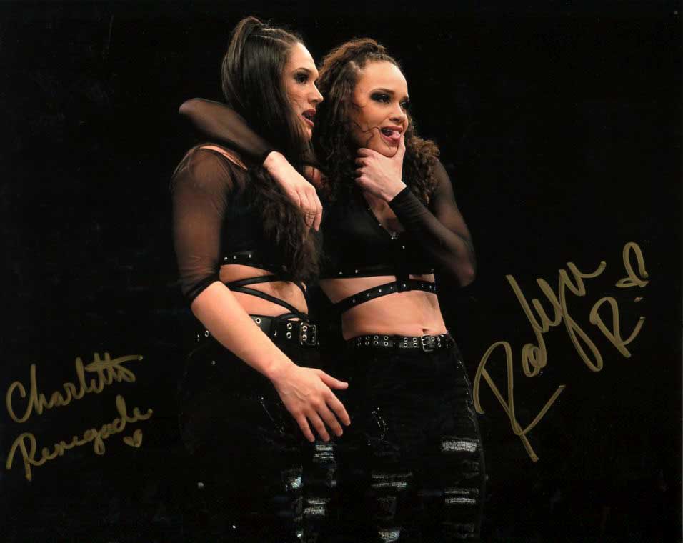 Renegade Twins (Charlette & Robyn) NWA ROH Dual Signed 8x10 Color Photo (Comes w/COA)