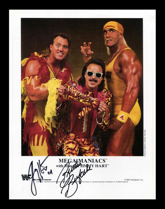 Mega-Maniacs Brutus Beefcake & Jimmy Hart (8.5x11) Dual Signed Photo COA