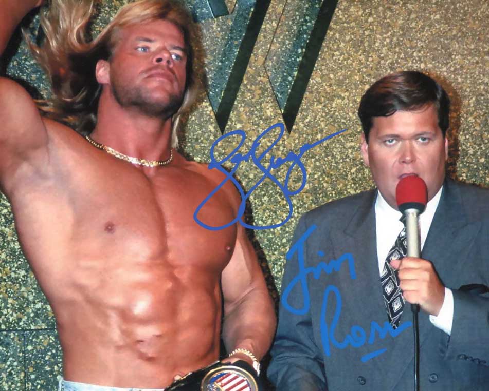 Jim Ross & Lex Luger Dual Signed Photo RARELY SEEN!