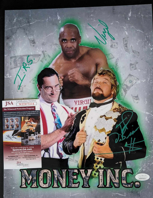 Ted Dibiase Virgil IRS Triple Signed 11x14 Photo JSA COA (w/Toploader)