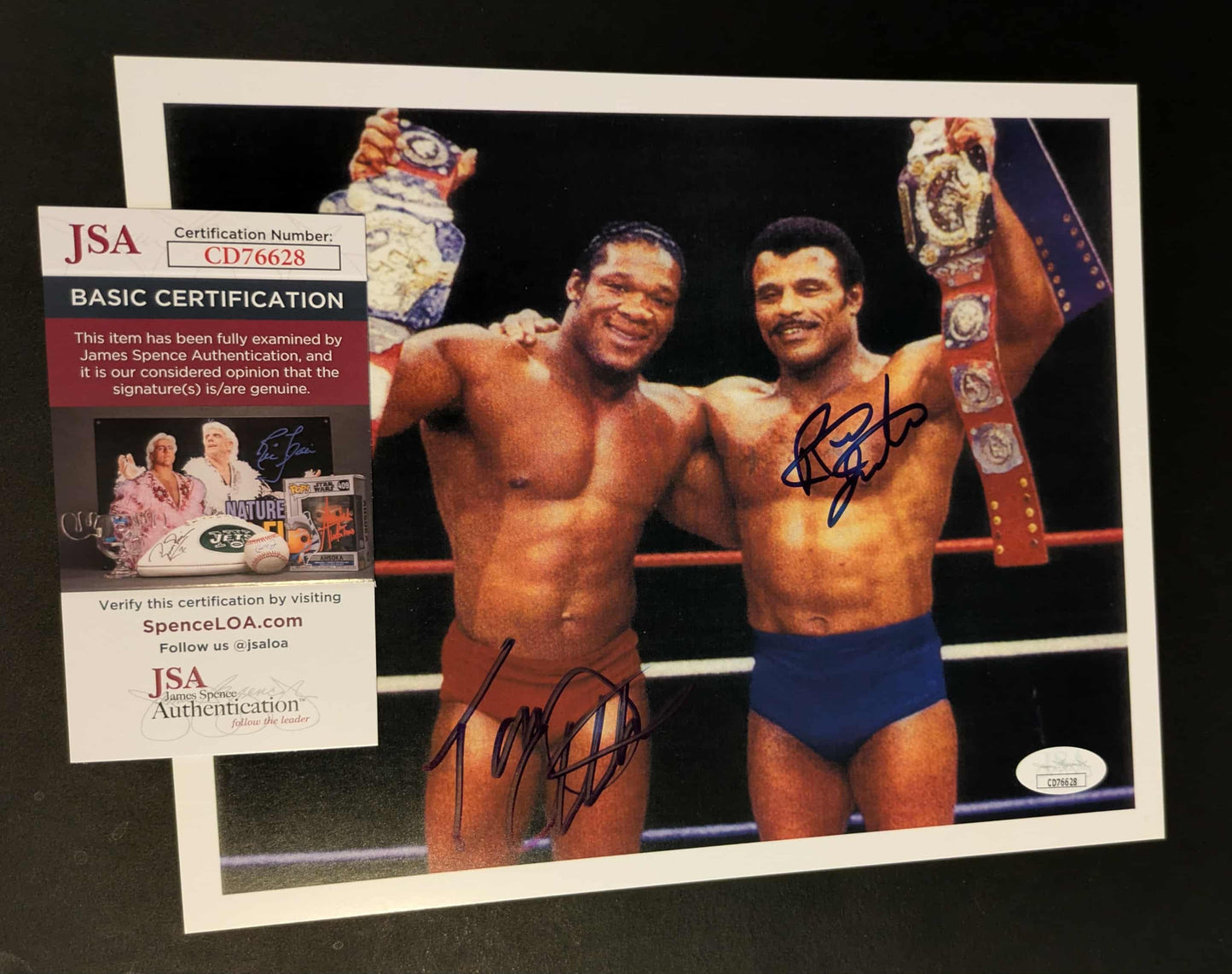 Tony Atlas & Rocky Johnson Dual Signed Photo JSA COA