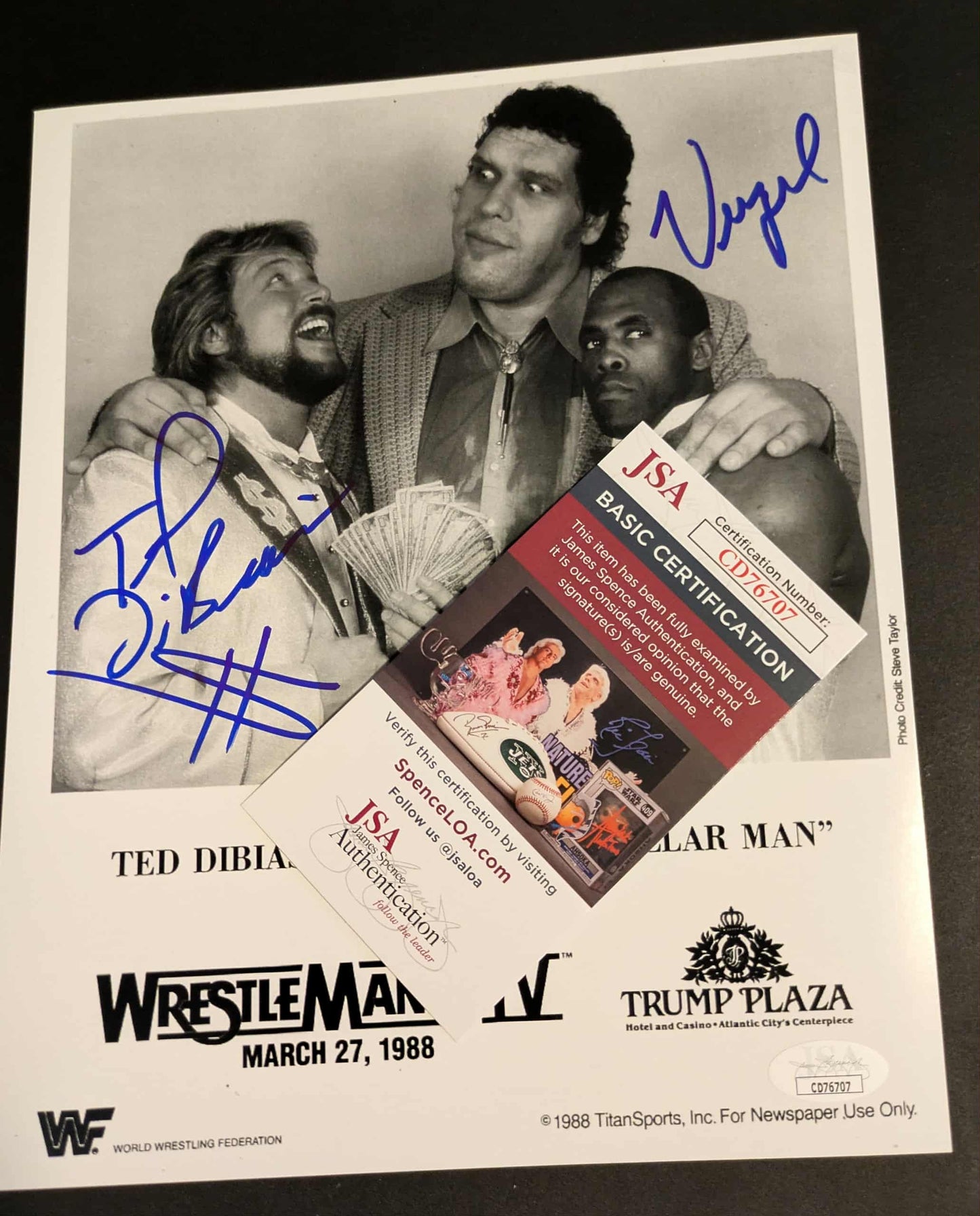 Ted Dibiase & Virgil Dual Signed Photo A JSA COA