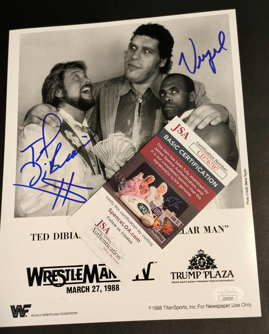 Ted Dibiase & Virgil Dual Signed Photo A JSA COA