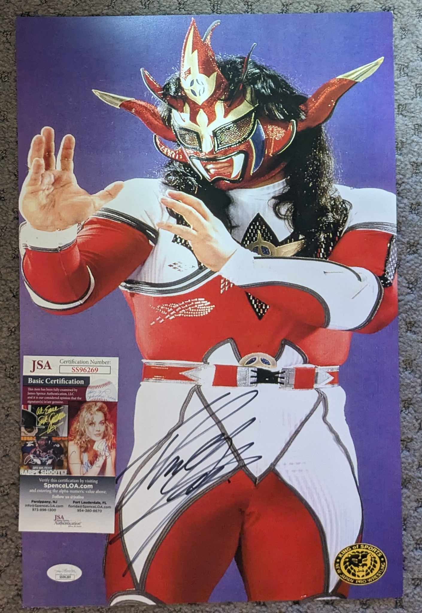 Jushin Thunder Liger Signed 11x17 Color Photo JSA (w/Toploader)