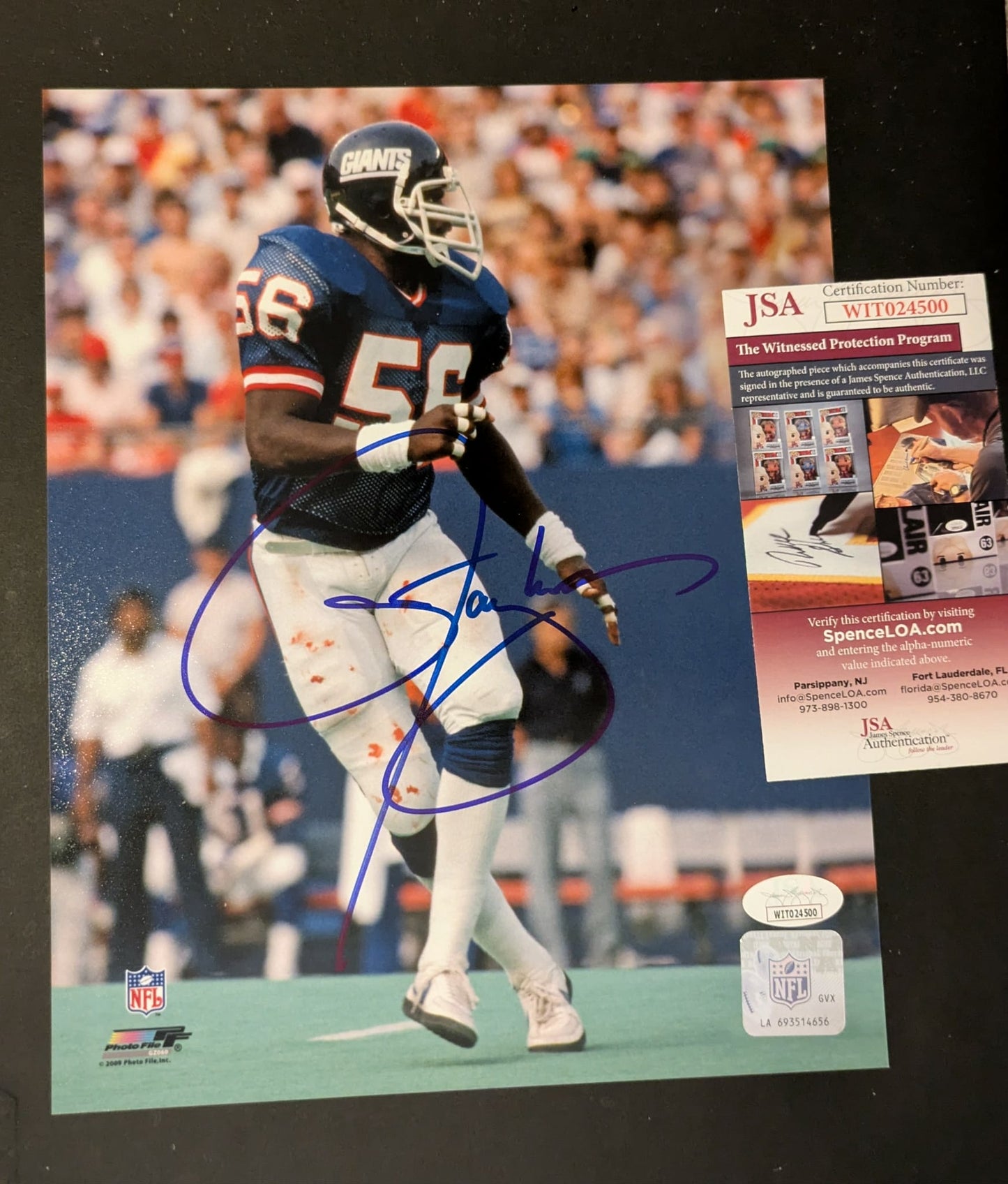 Lawrence Taylor Signed 8x10 Official NFL Photo JSA COA w/toploader
