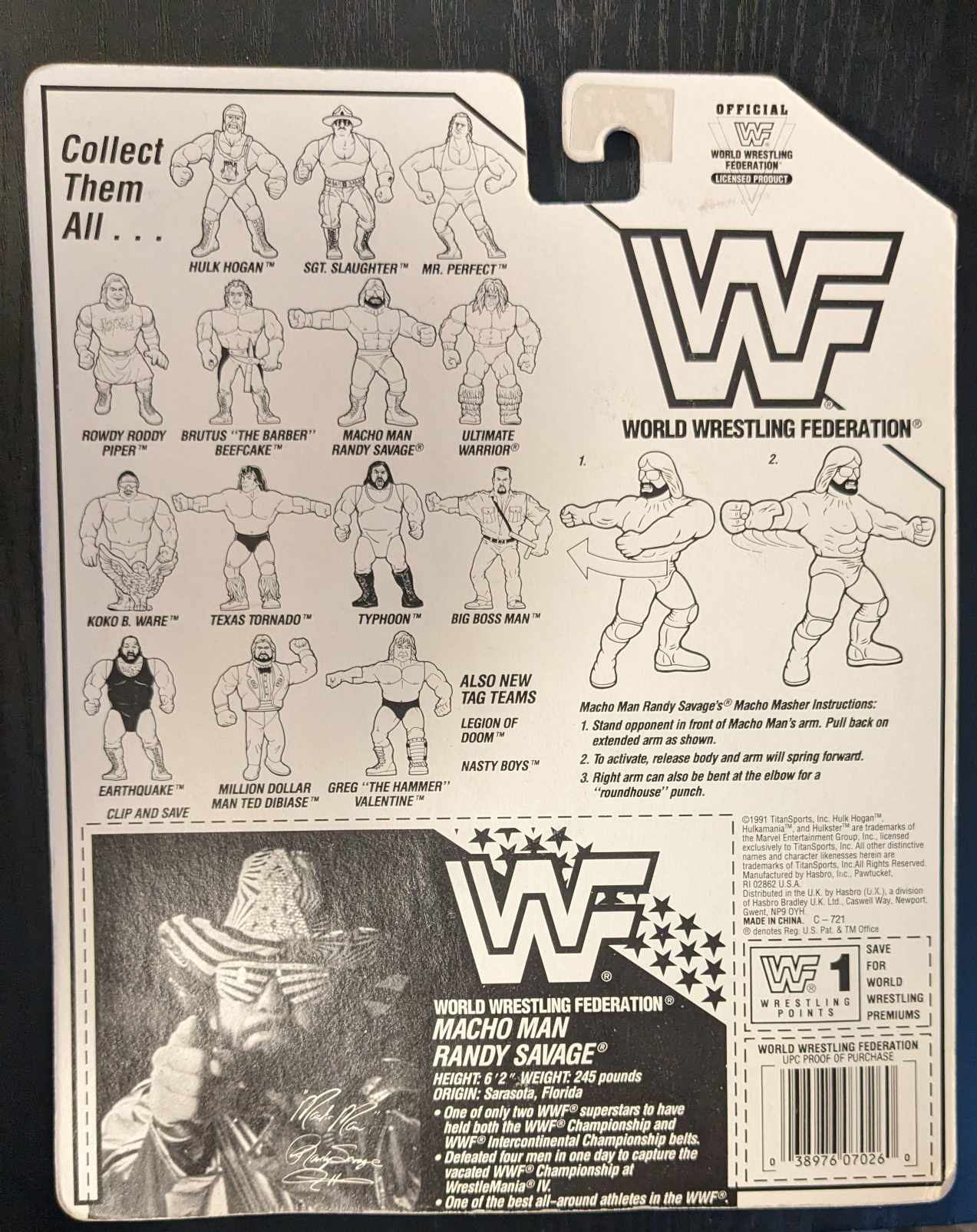 WWF Hasbro Macho Man Masher Randy Savage Figure Series 3 1991