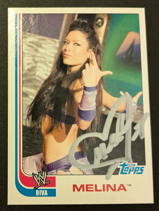 Melina 2008 Topps Heritage WWE #61 Signed COA