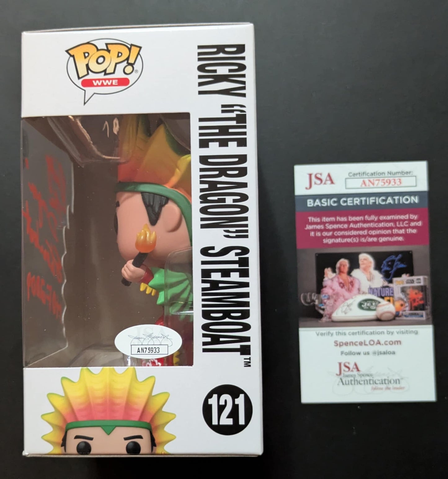 Ricky The Dragon Steamboat Signed WWE Funko Pop 121 HOF Inscription JSA COA