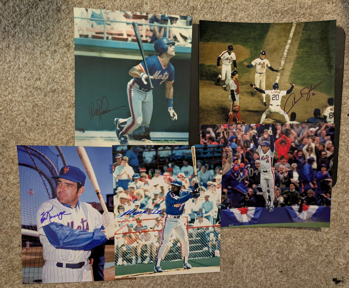 NY Mets Signed Photo 5 Lot A 8x10 1986 1969