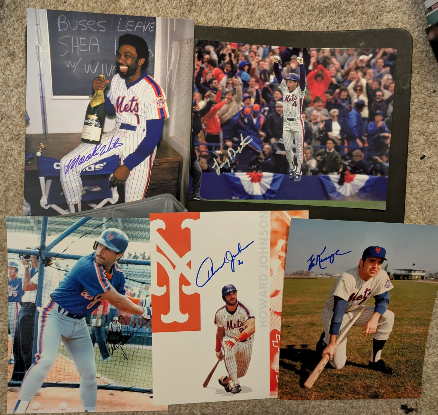 NY Mets Signed Photo 5 Lot B 8x10 1986 1969