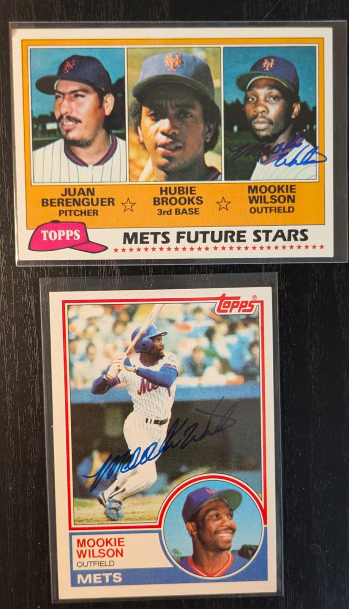 2 Lot Mookie Wilson 1981 1983 Topps Signed Rookie RC NY Mets