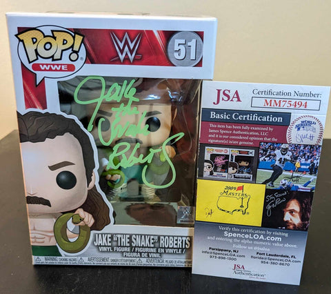 Jake The Snake Roberts WWE Funko POP 51 Signed With Case JSA COA