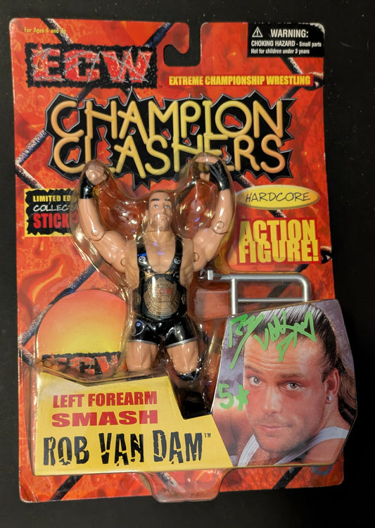 Rob Van Dam Signed Figure ECW Champion Clashers (Tough To Find Signed!)