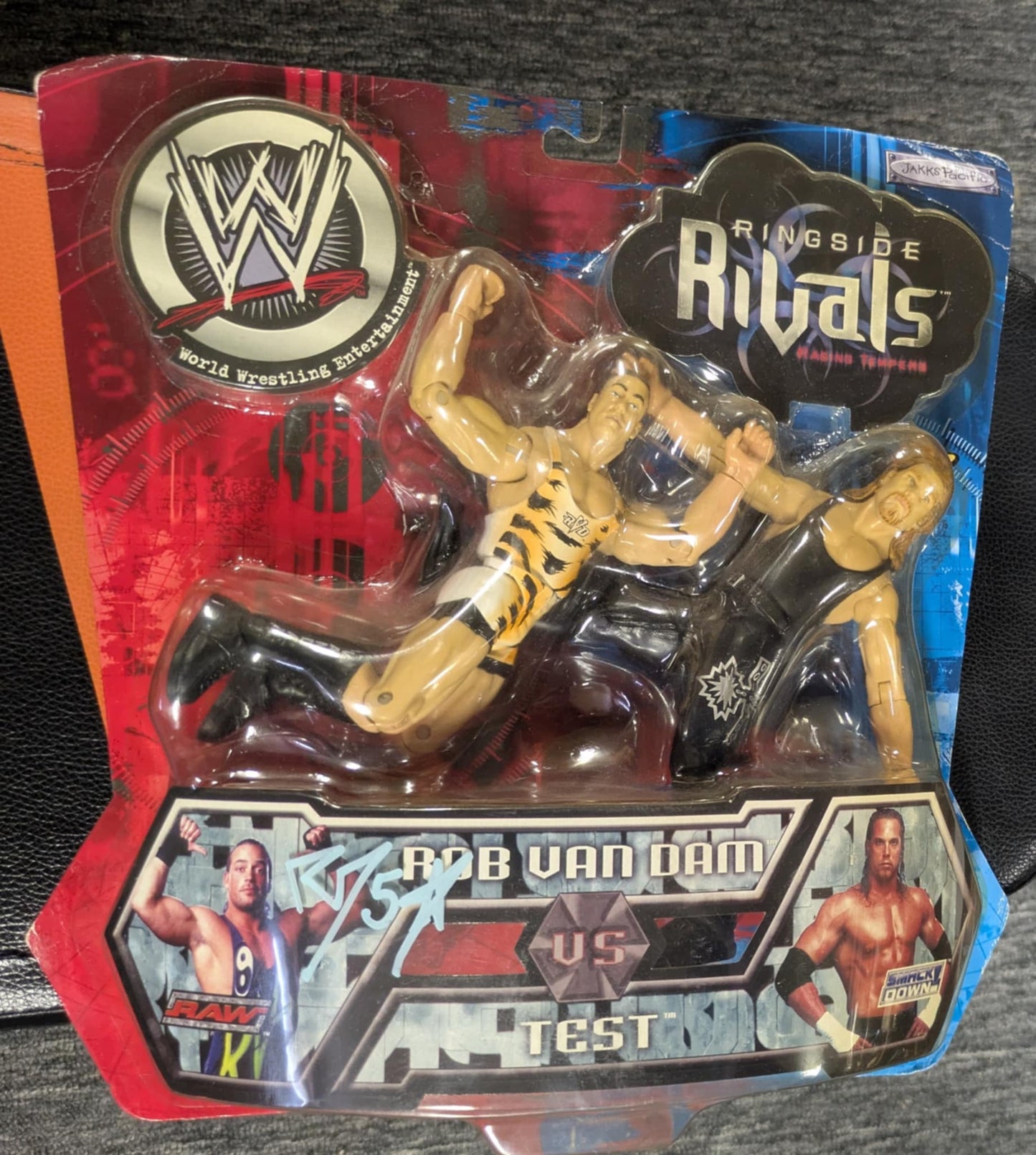 Rob Van Dam vs Test Signed WWE RINGSIDE RIVALS JAKKS 2-PACK Figure COA